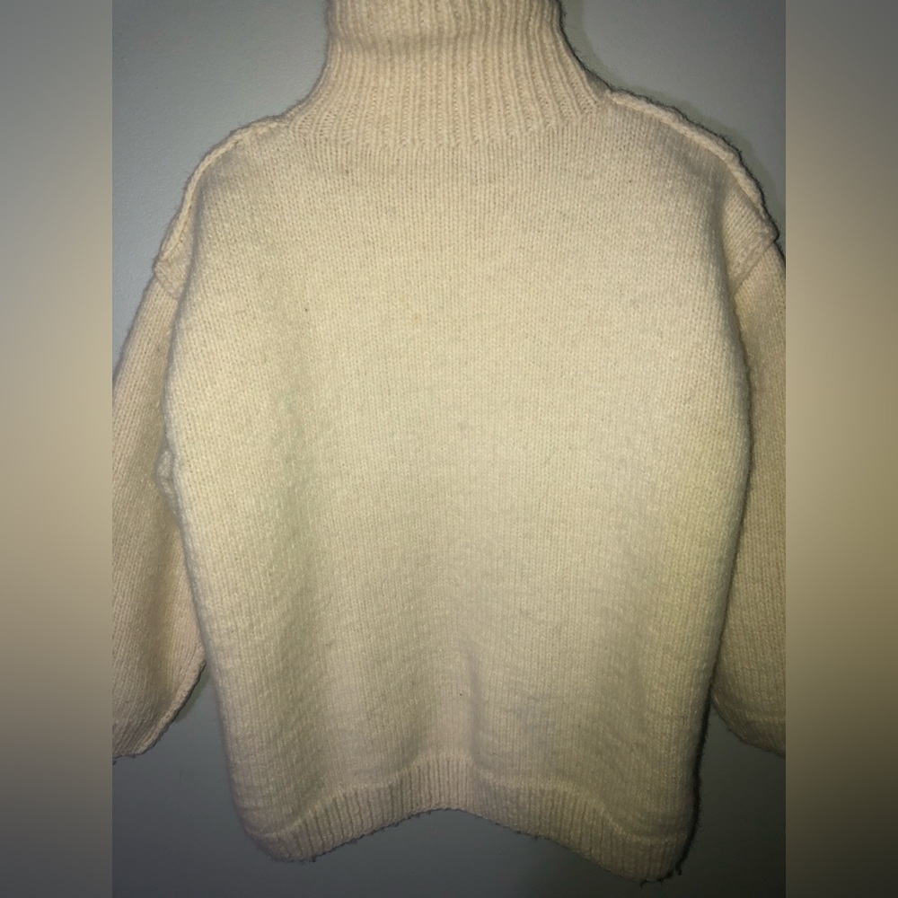 Vintage Hand-knit Cable Knit Floral Embroidery Wool Sweater womens M/L - Picture 11 of 16